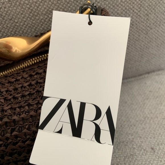 NWT Zara Woven Handbag with Gold Twist Handle - Picture 12 of 15